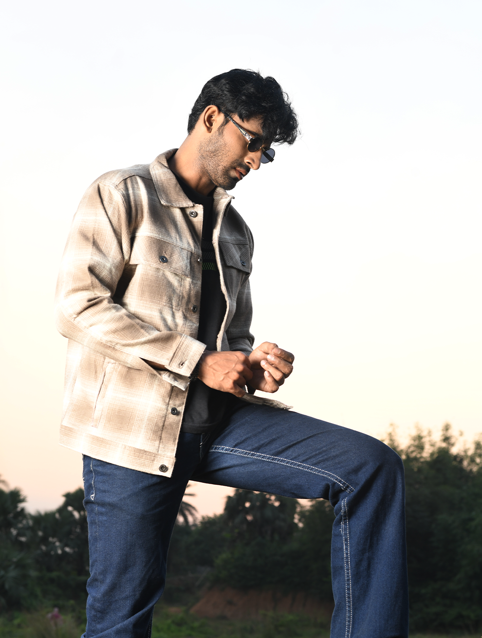 Men’s Shacket – Beige Plaid (SK-002)