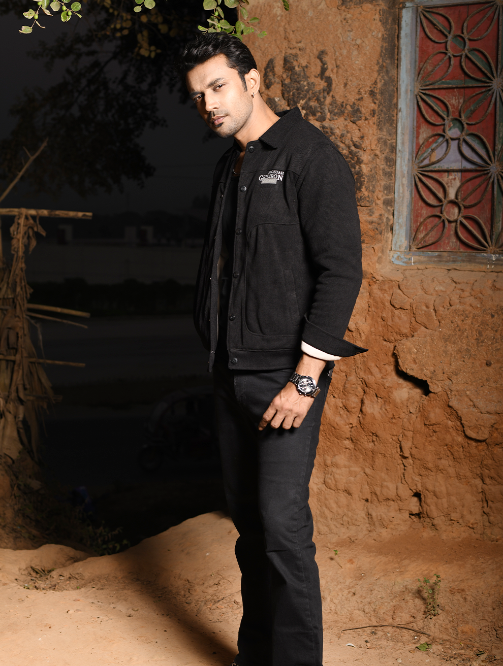 Men’s Casual Button-Up Jacket – Black (JK-002)