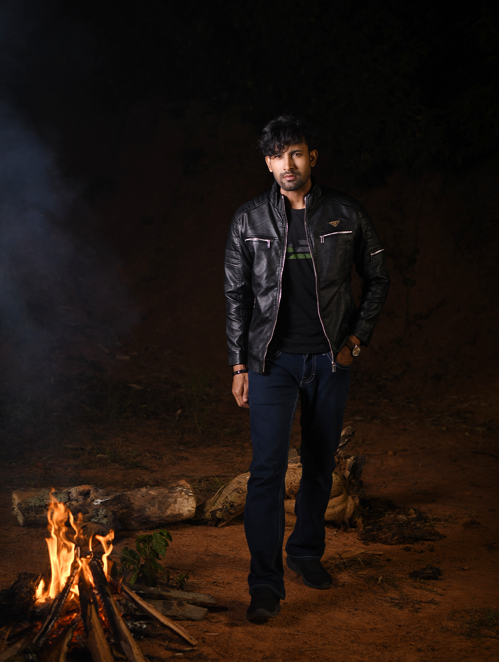 Men’s Classic Black PU Leather Moto Jacket with Stylish Zip Detailing (PJK-003)