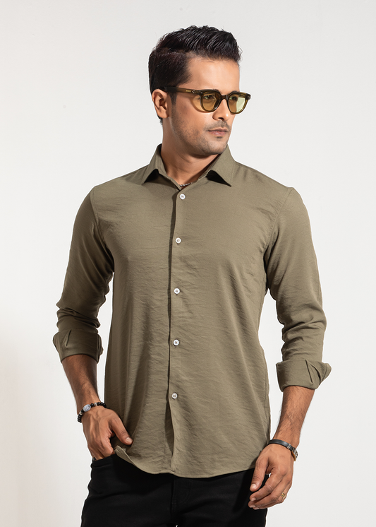 Olive Green Men's Full-Sleeve Shirt