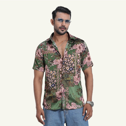 Verdant Bloom Half-Sleeve Shirt