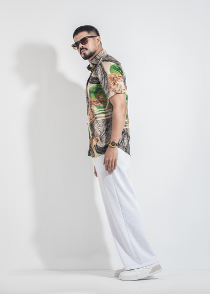 Savanna Swirl Half-Sleeve Printed Shirt