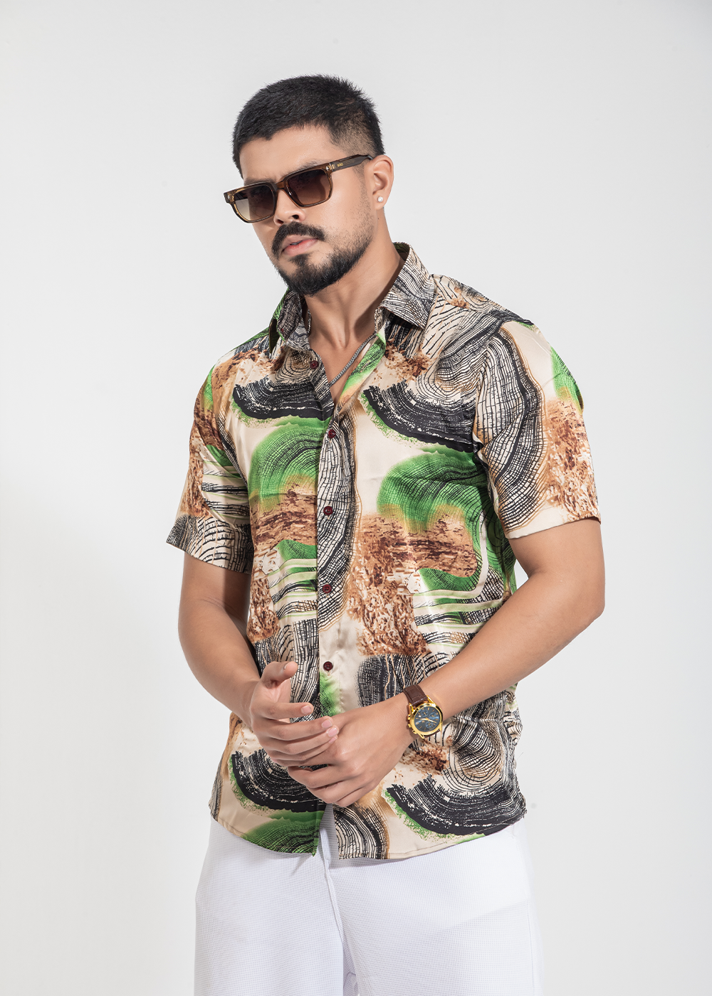 Savanna Swirl Half-Sleeve Printed Shirt