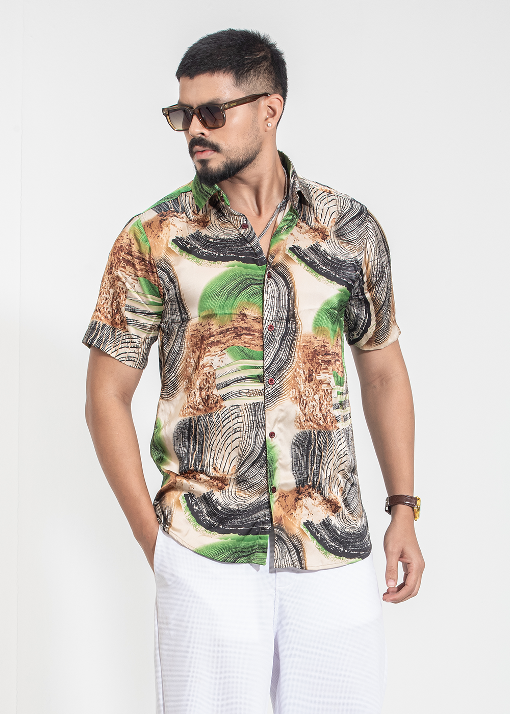 Savanna Swirl Half-Sleeve Printed Shirt