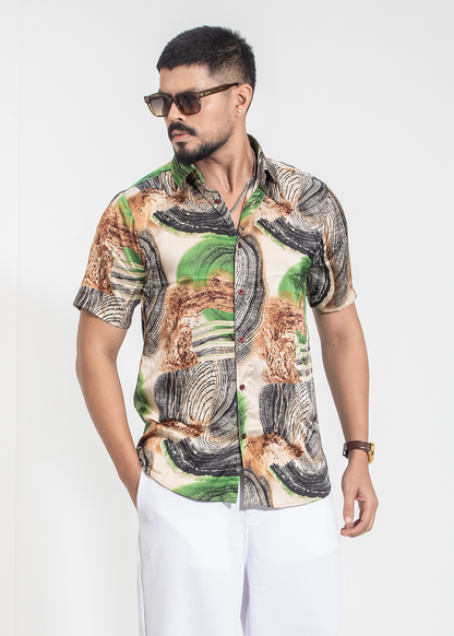 Savanna Swirl Half-Sleeve Printed Shirt