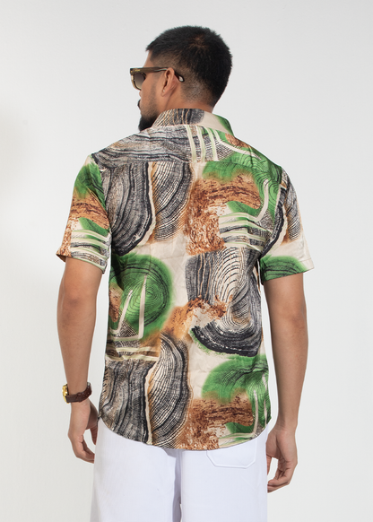 Savanna Swirl Half-Sleeve Printed Shirt