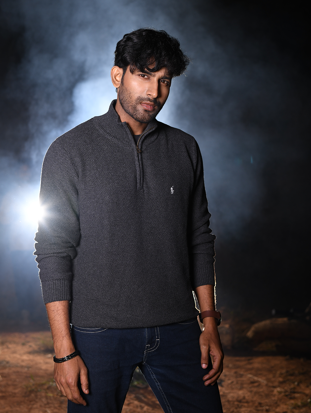 Men’s Premium Half-Zip Knit Sweater – Charcoal Grey (ZS-002)