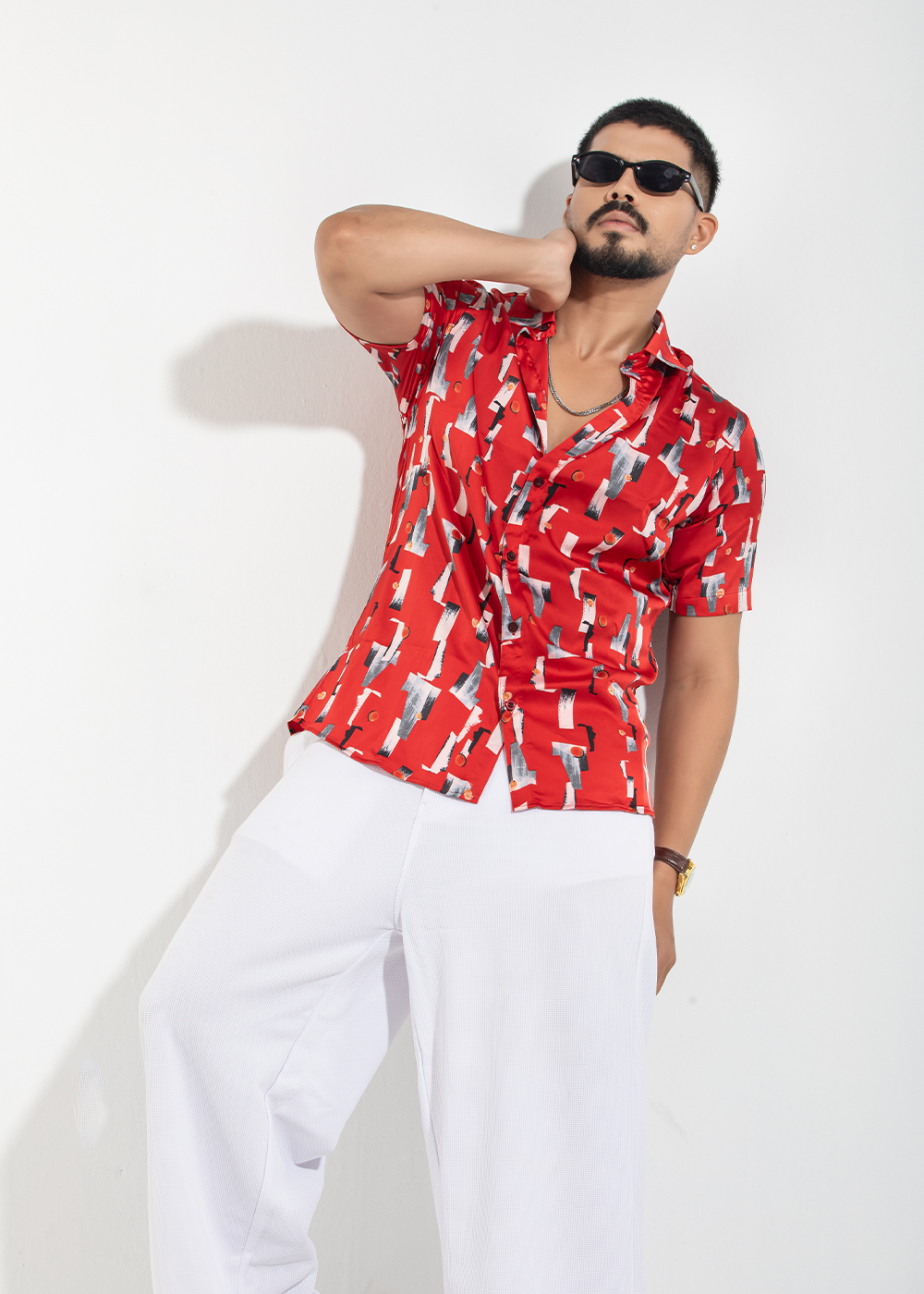 Urban Canvas Red Half-Sleeve Shirt