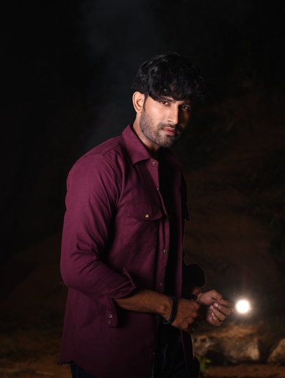 Maroon Classic Comfort Cotton-Blend Men’s Shirt (WS-001)
