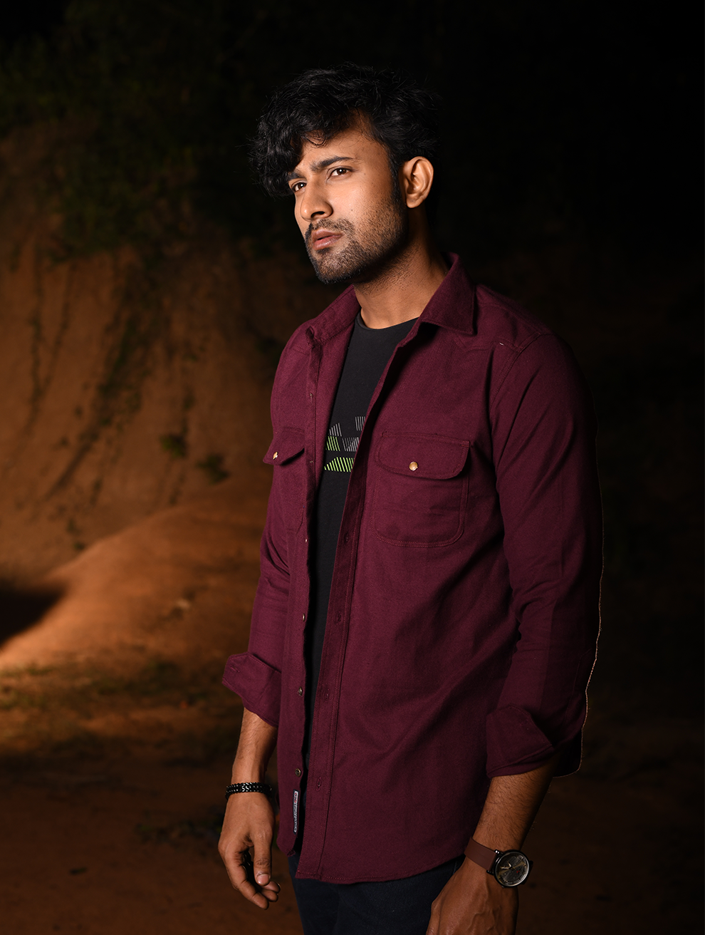 Maroon Classic Comfort Cotton-Blend Men’s Shirt (WS-001)