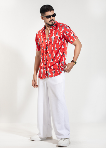 Urban Canvas Red Half-Sleeve Shirt