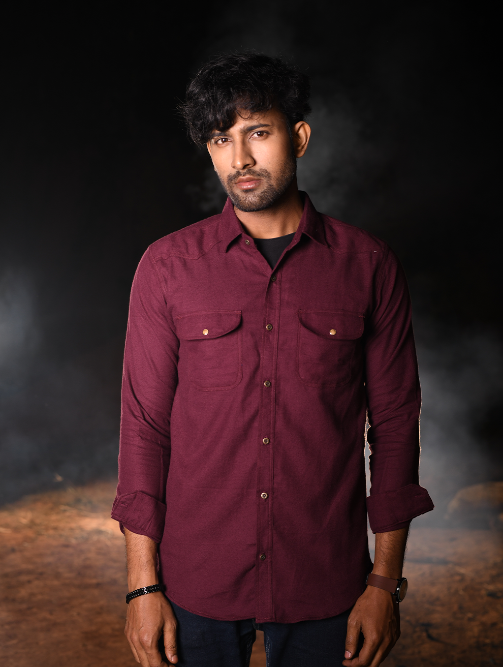 Maroon Classic Comfort Cotton-Blend Men’s Shirt (WS-001)