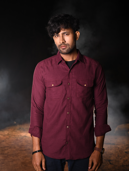 Maroon Classic Comfort Cotton-Blend Men’s Shirt (WS-001)