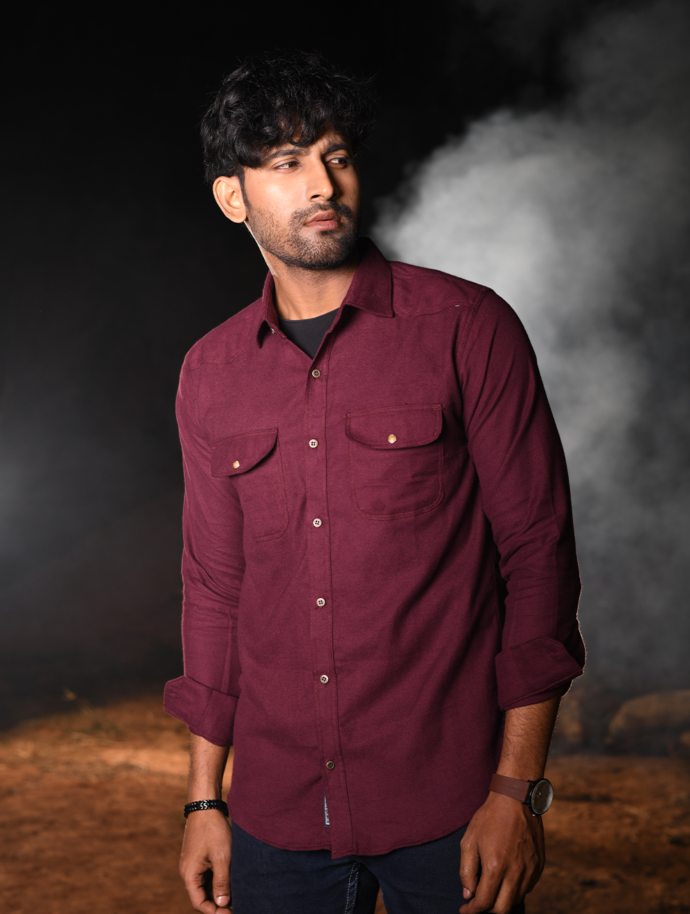 Maroon Classic Comfort Cotton-Blend Men’s Shirt (WS-001)