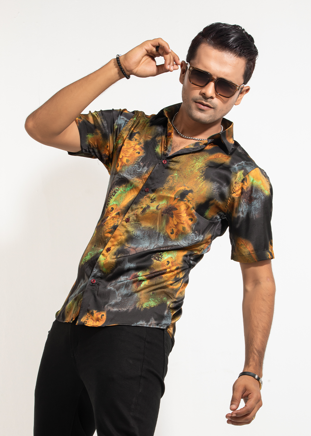 Dark-Golden Sunflower Half-Sleeve Shirt