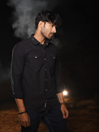 ShadowFlex Premium Black Men’s Casual Shirt (WS-003)