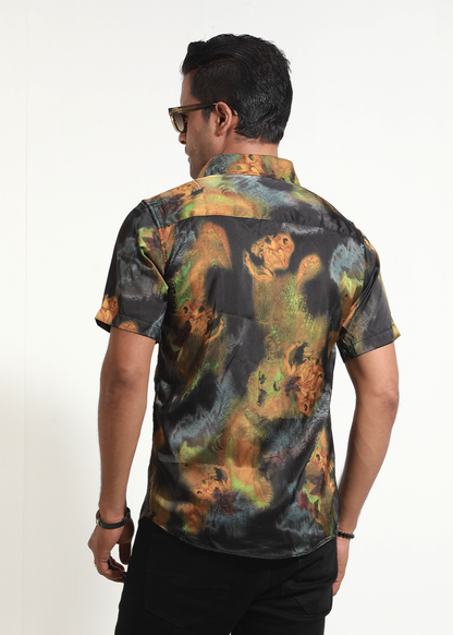 Dark-Golden Sunflower Half-Sleeve Shirt