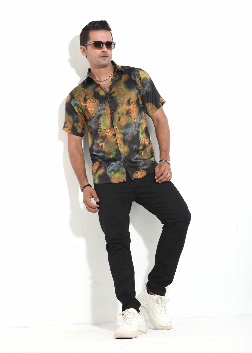 Dark-Golden Sunflower Half-Sleeve Shirt