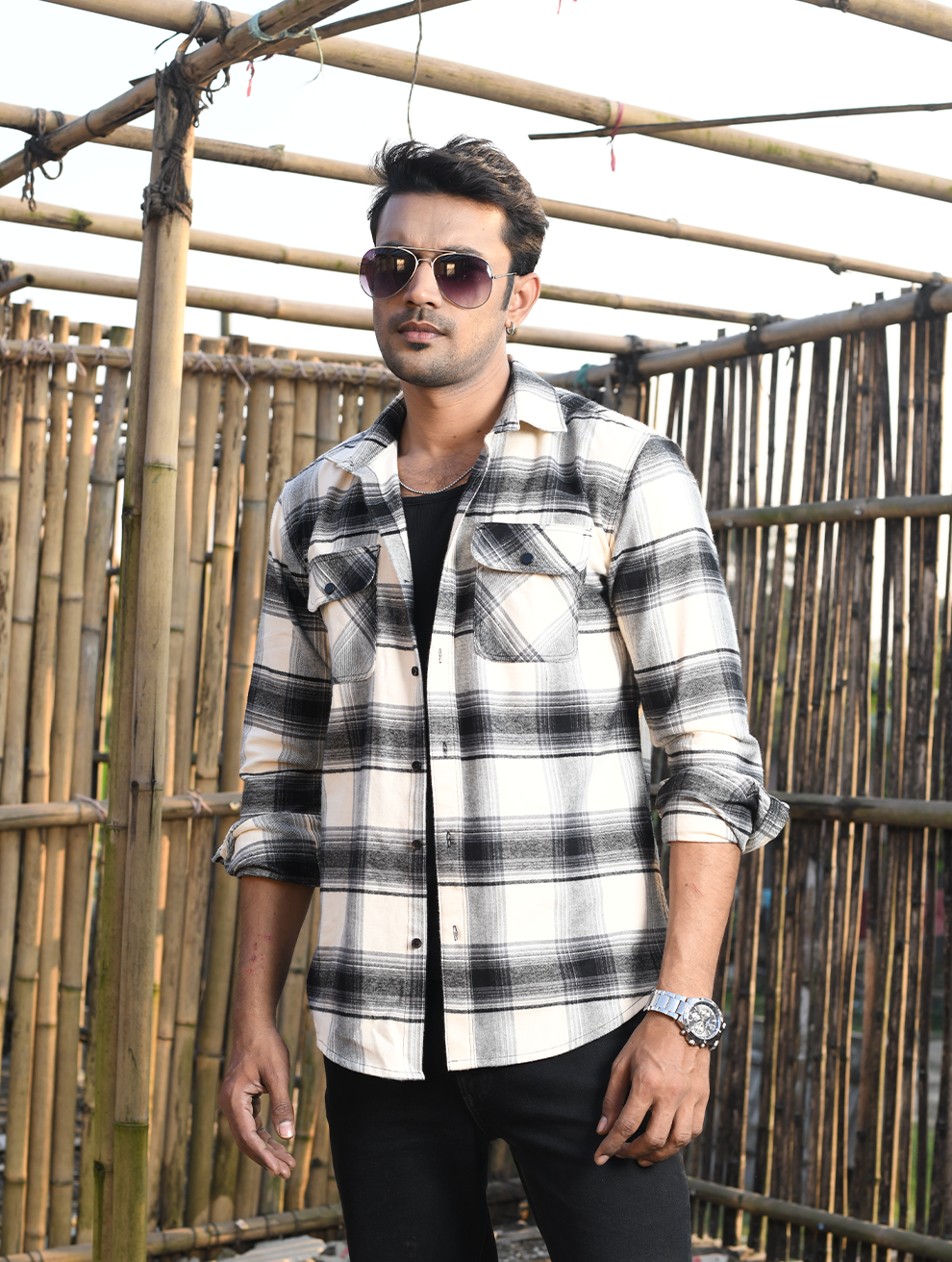 Long Sleeve Checked Flannel Shirt (WFS-001)