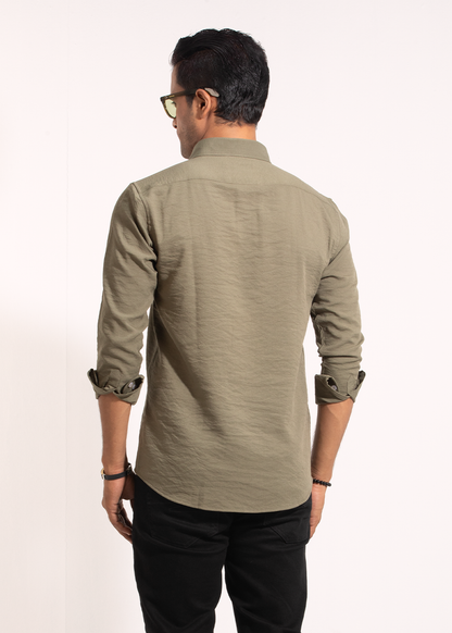 Olive Green Men's Full-Sleeve Shirt