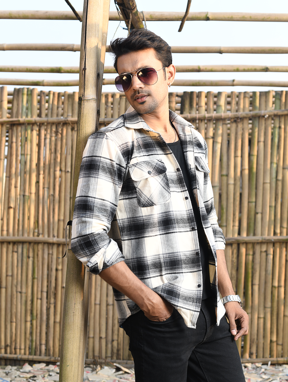 Long Sleeve Checked Flannel Shirt (WFS-001)