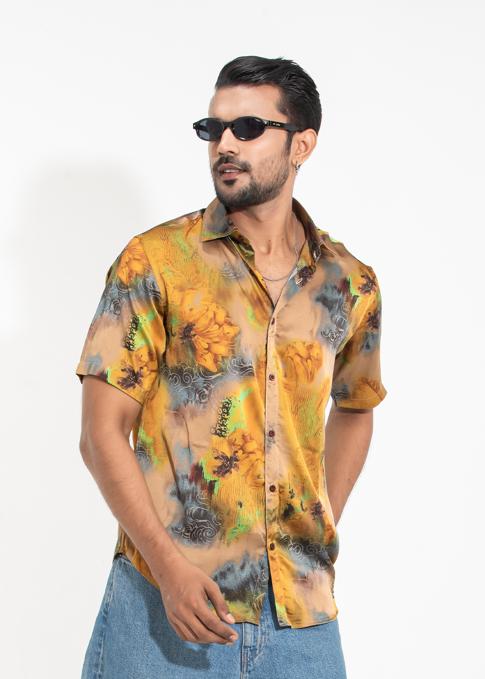 Golden Bloom Resort Half Shirt