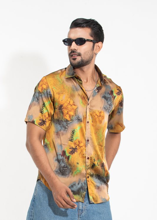 Golden Bloom Resort Half Shirt