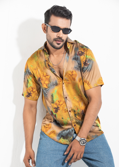 Golden Bloom Resort Half Shirt