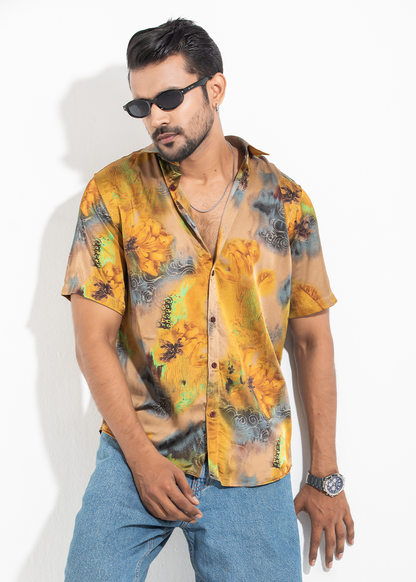 Golden Bloom Resort Half Shirt