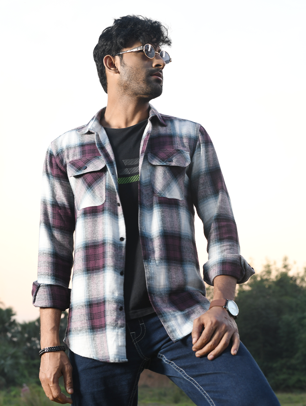 Long Sleeve Checked Flannel Shirt (WFS-004)