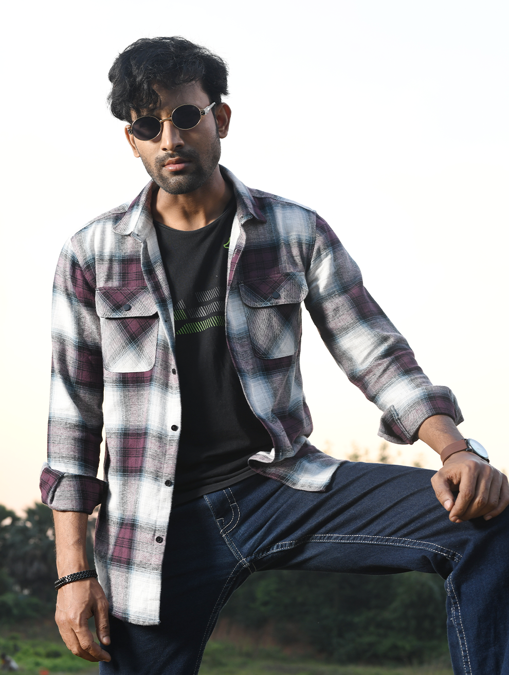 Long Sleeve Checked Flannel Shirt (WFS-004)