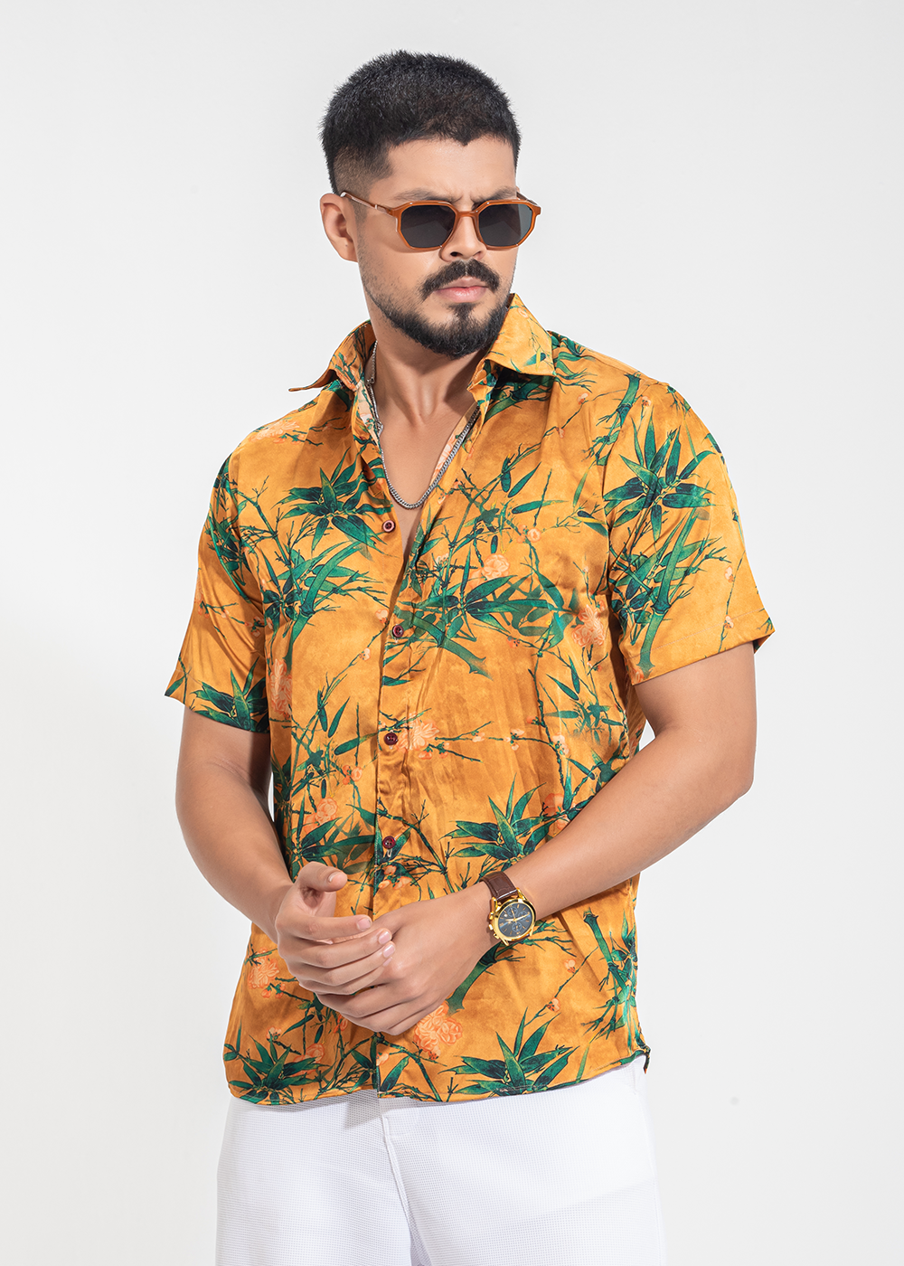 Sunset Jungle Printed Half-Sleeve Shirt