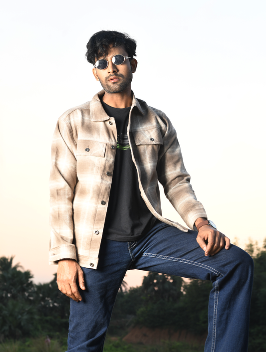 Men’s Shacket – Beige Plaid (SK-002)