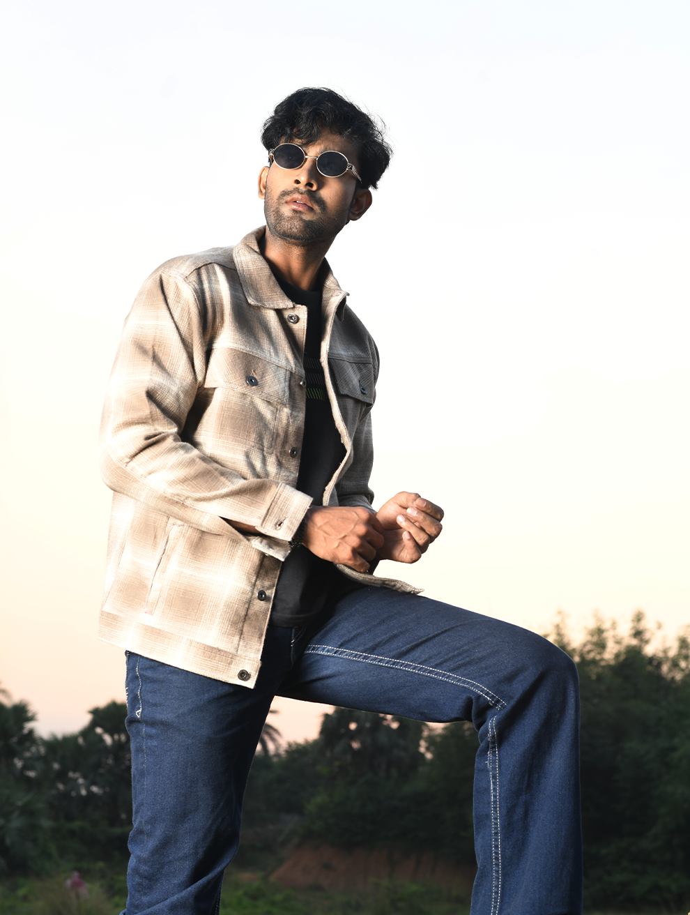 Men’s Shacket – Beige Plaid (SK-002)