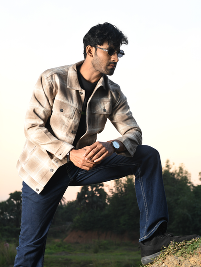 Men’s Shacket – Beige Plaid (SK-002)