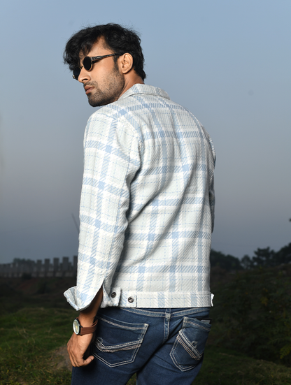 Men’s Shacket – White Plaid (SK-003)