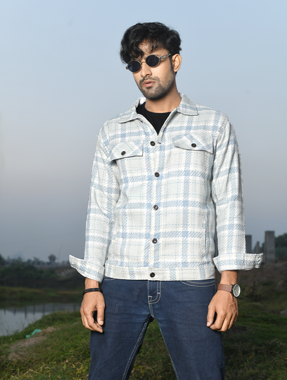 Men’s Shacket – White Plaid (SK-003)