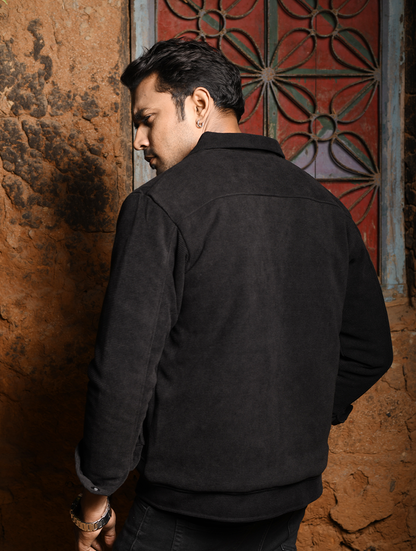 Men’s Casual Button-Up Jacket – Black (JK-002)