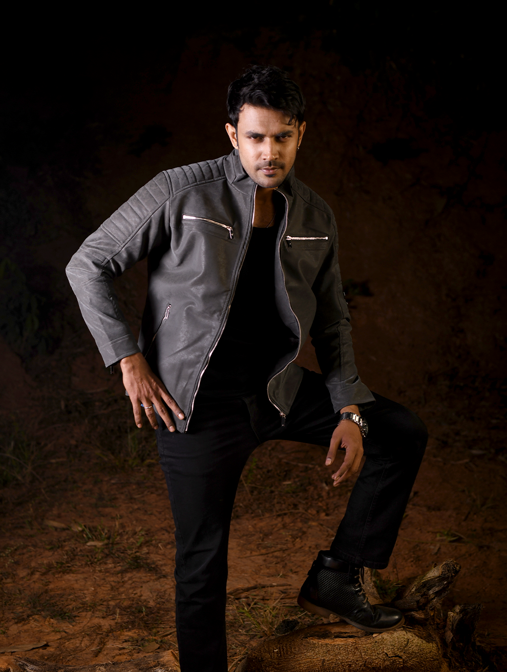 Men’s Premium PU Leather Biker Jacket with Warm Sherpa Lining (PJK-002)