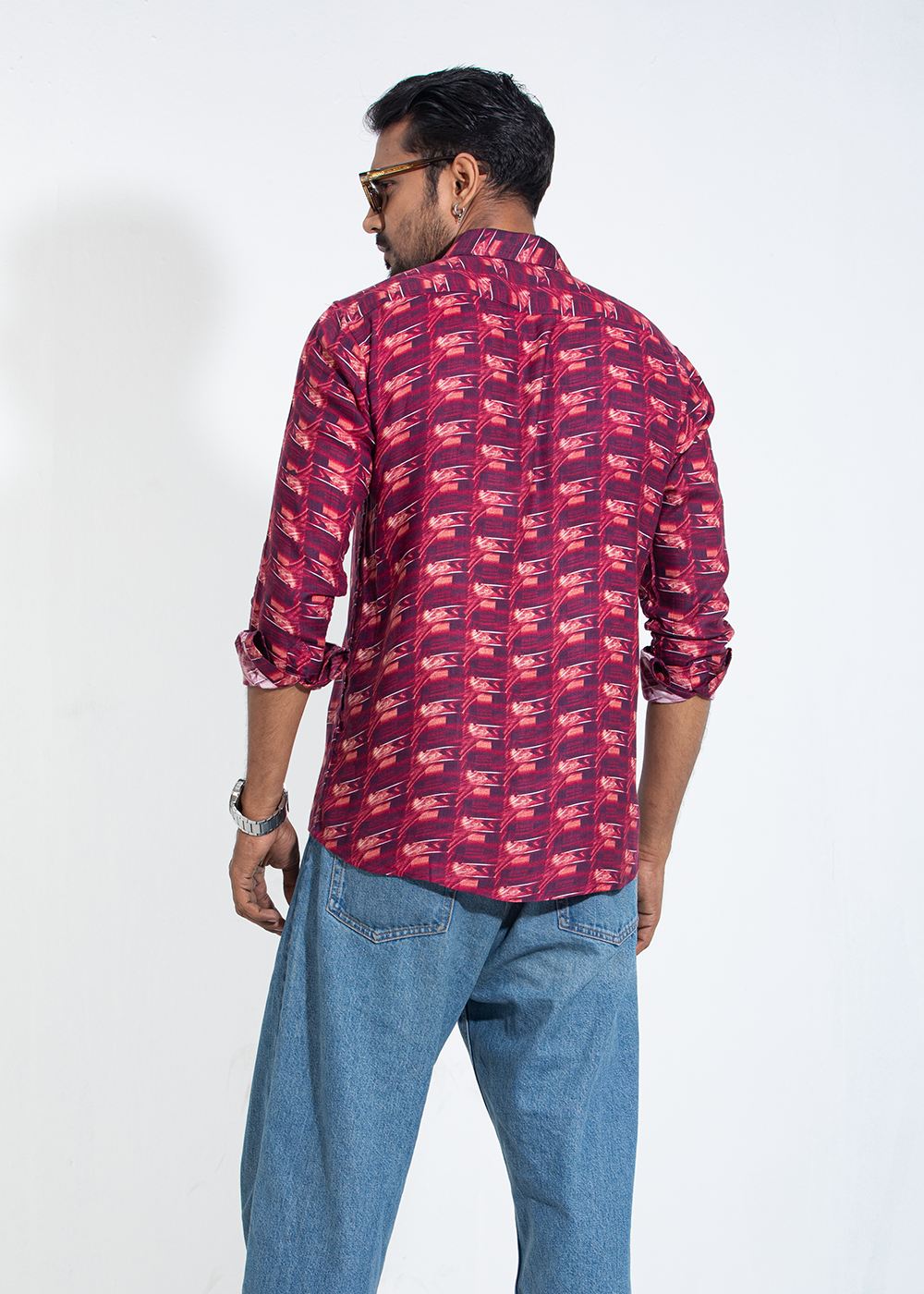 Maroon Mirage Men's Full-Sleeve Shirt