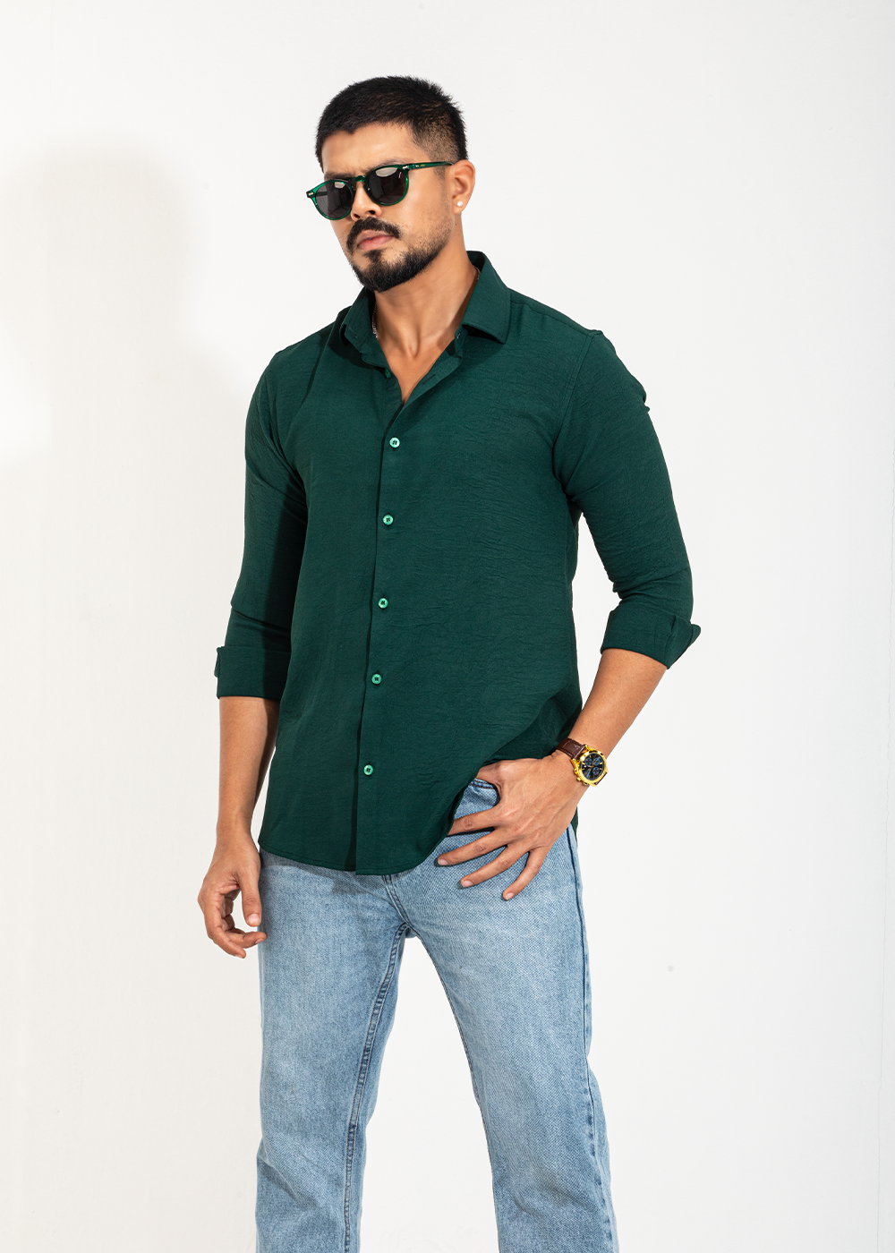 Sea Green Men's Full-Sleeve Shirt