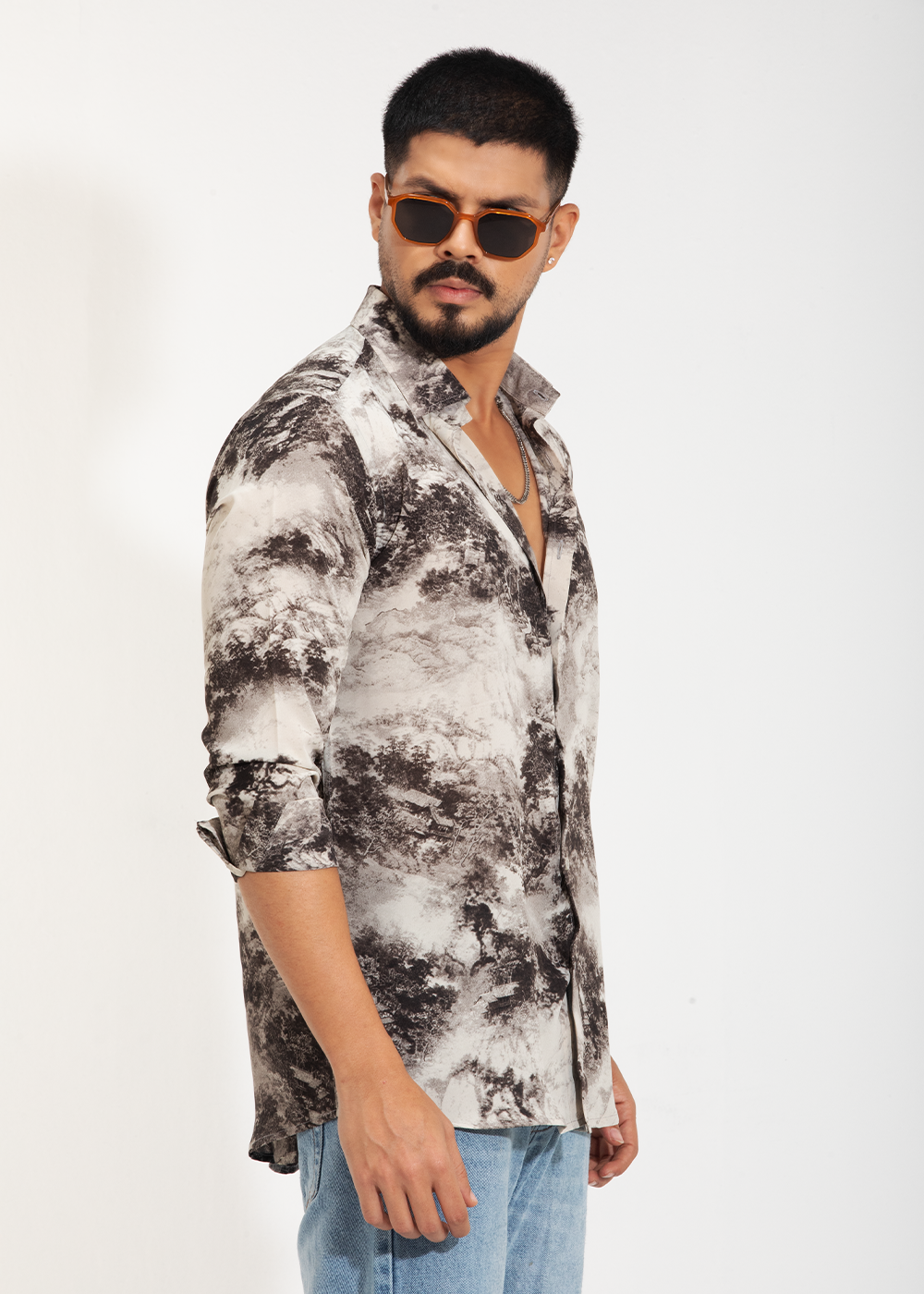 Monochrome Drift Men's Full-Sleeve Shirt