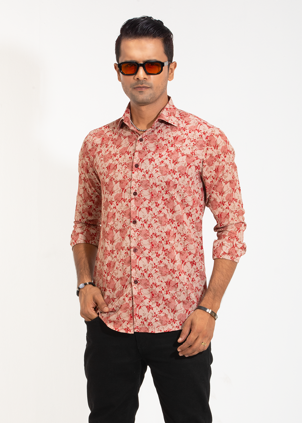 Floral Ember Men's Full-Sleeve Shirt