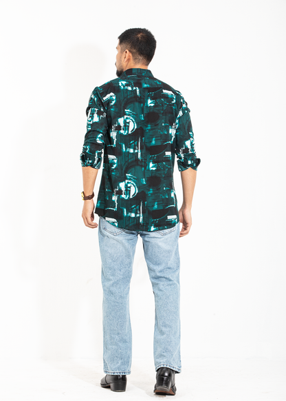 Emerald Echo Men's Full-Sleeve Shirt