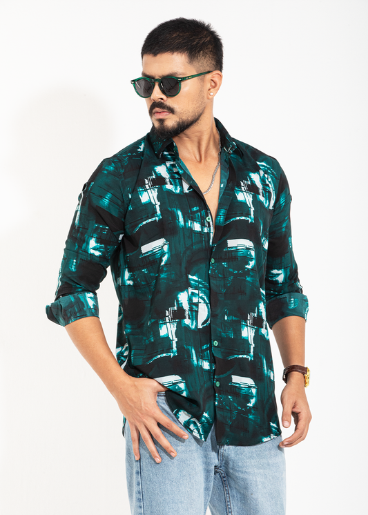 Emerald Echo Men's Full-Sleeve Shirt