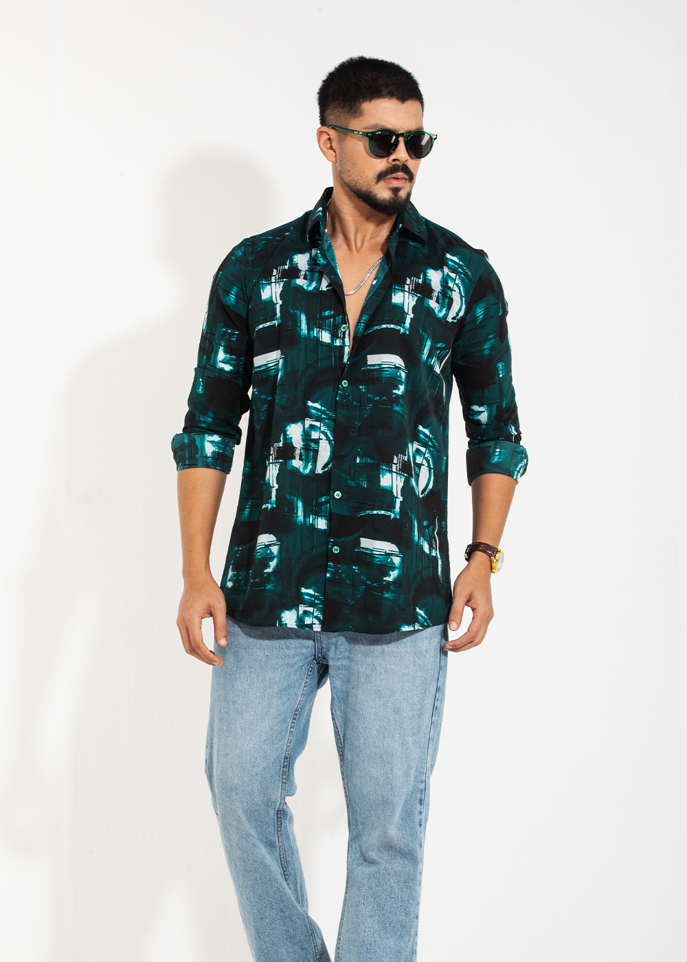 Emerald Echo Men's Full-Sleeve Shirt