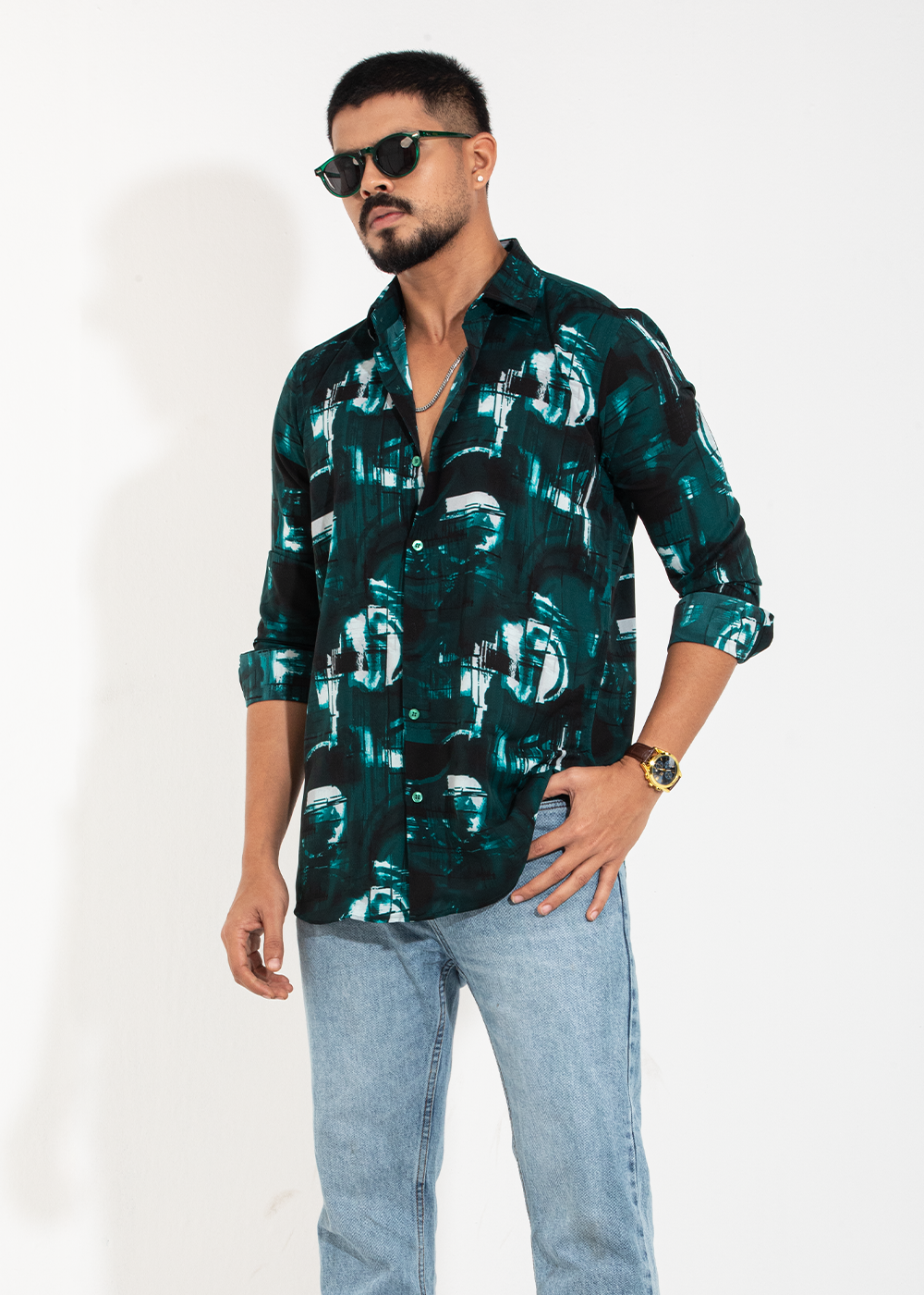 Emerald Echo Men's Full-Sleeve Shirt