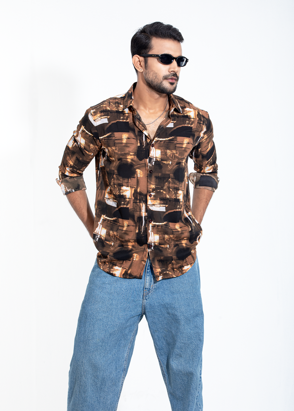 Burnt Teal Men's Full-Sleeve Shirt