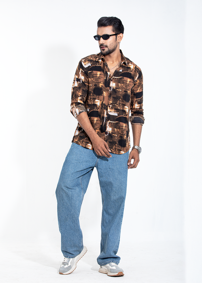 Burnt Teal Men's Full-Sleeve Shirt