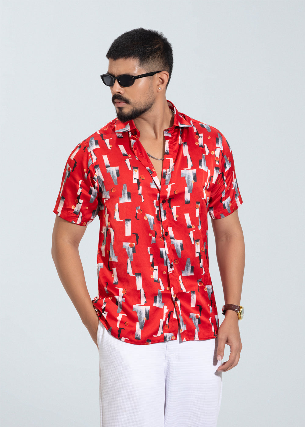 Urban Canvas Red Half-Sleeve Shirt